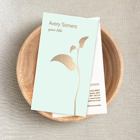 Carte De Visite Santé et bien-être des Plantes d'or simple