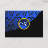 CARTE DE VISITE SAPHIR BLEU DAMAS NOIR MONOGRAMME (Dos)