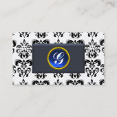 Carte De Visite Saphir bleu MONOGRAM DAMASK CLASSY (Dos)