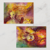 Carte De Visite SAPHO, MUSIQUE ET POÉSIE, rouge vif jaune vert (Devant / Derrière)