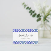 Carte De Visite Sapphire Blue Chic & Elegant Motif Ikat (Debout devant)