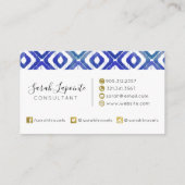 Carte De Visite Sapphire Blue Chic & Elegant Motif Ikat (Dos)