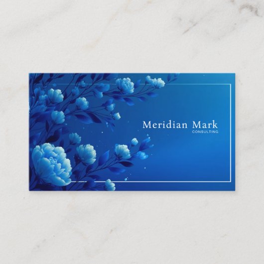 Carte De Visite Sapphire Blue Floral Modern Geometric Elegant (Devant)