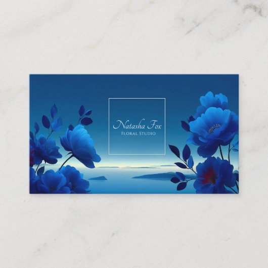 Carte De Visite Sapphire Blue Floral Modern Geometric Ocean (Devant)