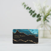 Carte De Visite Sarcelle - Code QR en pierre d'agate turquoise et  (Debout devant)