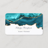 Carte De Visite Sarcelle - Code QR en pierre d'agate turquoise et (Devant)