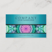 Carte De Visite sarcelle d'hiver moderne de mandala de nénuphar (Devant)