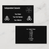 Carte De Visite Sataniste indépendant (Devant / Derrière)