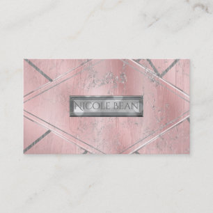 Carte De Visite Satin rose & Argent Étincelle Glam Chic Style Salo