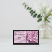 Carte De Visite satin rose / empreinte de léopard (Debout devant)