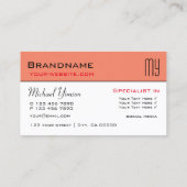 Carte De Visite Saumon moderne et blanc avec Initiales Professionn (Dos)
