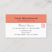Carte De Visite Saumon moderne et blanc avec Monogram Professional (Dos)
