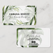 Carte De Visite Savon Et Bain Blanc Botanique Tropical (Devant / Derrière)