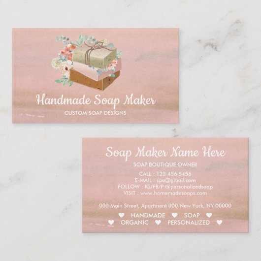 Carte De Visite Savon Fleurs Rustiques (Devant / Derrière)