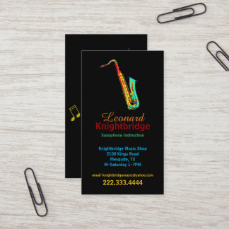 Carte de visite saxophone coloré