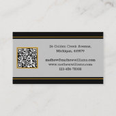Carte De Visite Saxophone d'or Jazz, Code noir et QR, Monogramme (Dos)