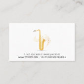 Carte De Visite Saxophone d'or | Notes musicales (Dos)