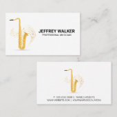 Carte De Visite Saxophone d'or | Notes musicales (Devant / Derrière)