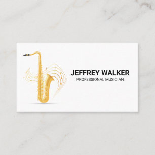 Carte De Visite Saxophone d'or   Notes musicales