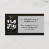 Carte De Visite Saxophone Jazz Or & Code QR Moderne, Monogramme (Dos)