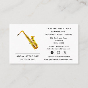 Carte De Visite Saxophone Lecteur Saxophoniste Musicien Médias soc