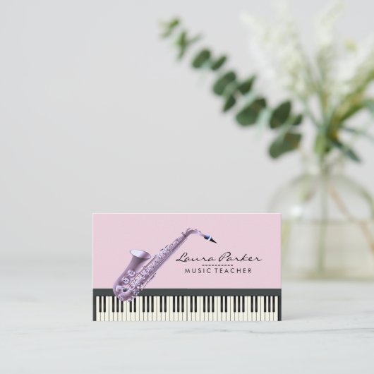 Carte De Visite Saxophone Music Enseignant Piano Keyboard Musicien (Debout devant)