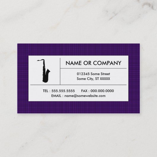 Carte De Visite saxophone plaid (Devant)