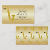 Carte De Visite Saxophone Saxophoniste de couleur or (Devant / Derrière)