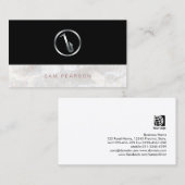 Carte De Visite Saxophoniste Bold Argent SAxophone Icon élégant (Devant / Derrière)