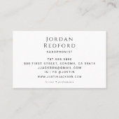 Carte De Visite Saxophoniste musicien professeur de musique (Dos)