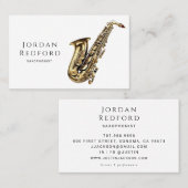 Carte De Visite Saxophoniste musicien professeur de musique (Devant / Derrière)