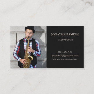 Carte De Visite Saxophoniste photo Noir moderne