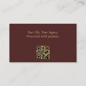 Carte De Visite Scales of Justice Burgundy Gold Legal QR Code (Dos)