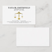 Carte De Visite Scales of Justice Gold Lawyer Attorney (Devant / Derrière)