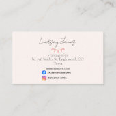 Carte De Visite Scan de code QR rose professionnel pour réserver (Dos)