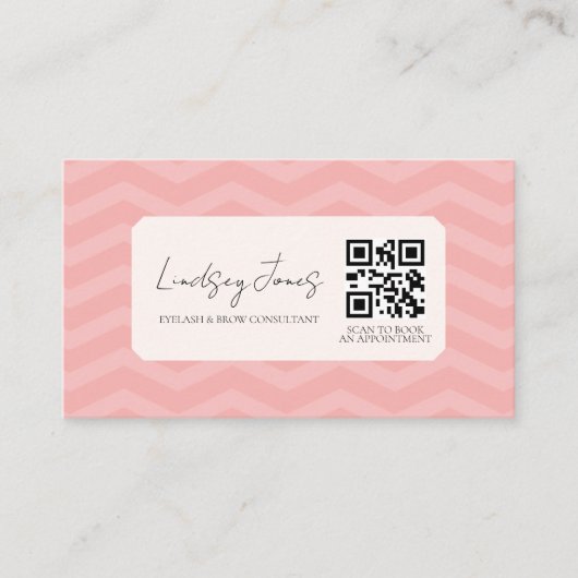 Carte De Visite Scan de code QR rose professionnel pour réserver (Devant)