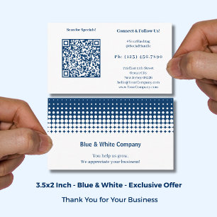 Carte De Visite Scan du code QR pour les offres spéciales Blanc Bl