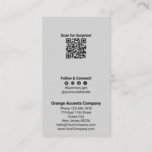 Carte De Visite Scan QR Code Merci pour votre achat social (Dos)