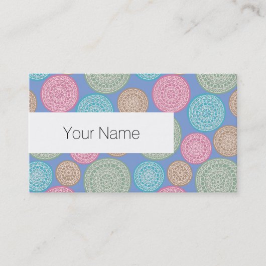 Carte De Visite Scandinavian Flower Mandalas Pattern 1 (Devant)