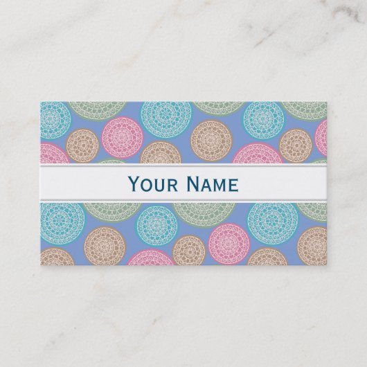 Carte De Visite Scandinavian Flower Mandalas Pattern 1 (Devant)