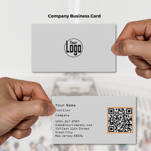 Carte De Visite Scannable Grey Black & Orange Accents Company