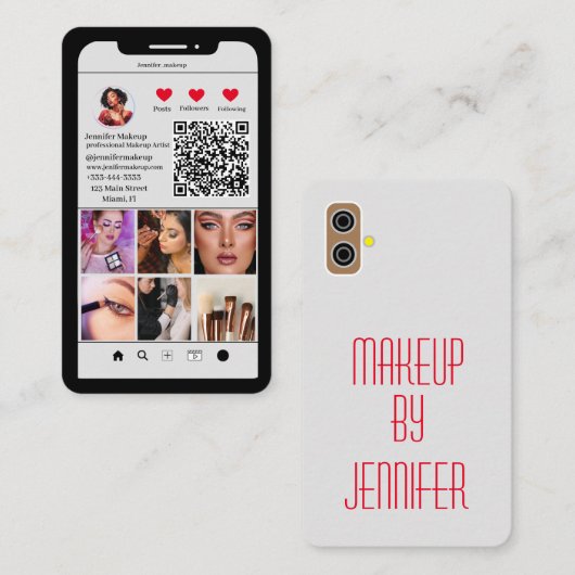 Carte De Visite Scannable Médias sociaux Grille photo Code QR mode (Devant / Derrière)