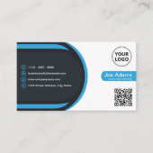 Carte De Visite Scannable professionnel moderne bleu (Devant)