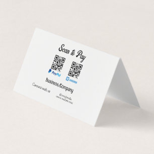 Carte De Visite Scanner pour payer le code q r paypal venmo ajoute