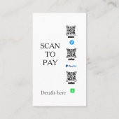 Carte De Visite scanner pour payer les détails du code QR venmo ca (Dos)