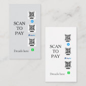 Carte De Visite scanner pour payer les détails du code QR venmo ca (Devant / Derrière)