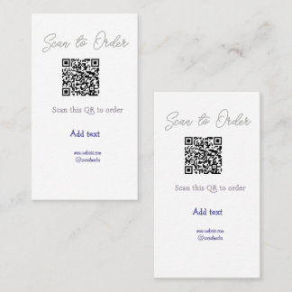 Carte De Visite Scannez pour commander scannez le code QR ajoutez