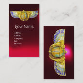 CARTE DE VISITE SCARABE À FEU ÉGYPTIENNE ANTIQUE /BOÎTE À DENRÉES (Devant / Derrière)