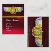 CARTE DE VISITE SCARABE À FEU ÉGYPTIENNE ANTIQUE /BOÎTE À DENRÉES  (Devant / Derrière)