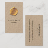 Carte De Visite Sceau de cire de paille d'or de la chienne russe/  (Devant / Derrière)